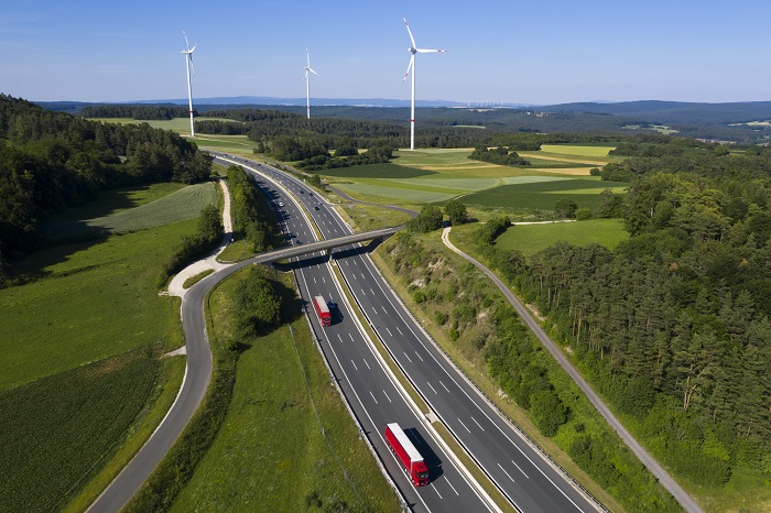 motorway with trucks on the road