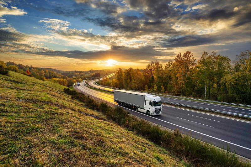 camions sur une route