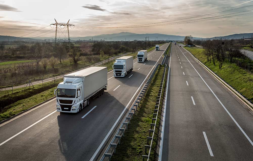 trucks on an highway